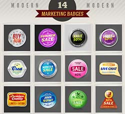 14个产品促销标签徽章模板：14 Modern Marketing Badges